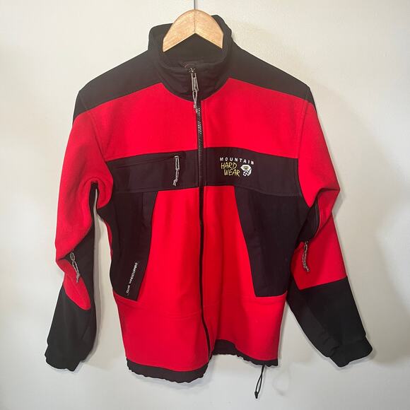 Mountain Hardwear Jacket Mens Gore Windstopper Fleece Black Red Full Zip Rain S - Picture 1 of 8